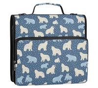 1.5-Inch 3-Rings Zipper Binder with Handle Includes Zip Pocket School Binders Organizer for School and Office Blue Polar Bear