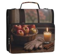 1.5-Inch 3-Rings Zipper Binder with Shoulder Strap & Handle Multiple Pockets Portfolios Portfolio Organizer for School Autumn Harvest Still Life