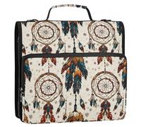 1.5 Inch 3 Rings Zippered Binder Bag with Strap Includes Zip Pocket School Supplies Organizer for School and Office Western Cowboy Dream Catcher Star Tribal Primitive Charm Sparkling