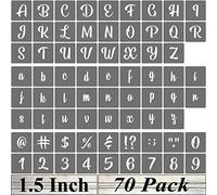 1.5 Inch Alphabet Letter Stencils - 70 Pack Letter Number Stencil Templates with Signs for Painting on Wood, Reusable Calligraphy Letters and Numbers Stencils for Chalkboard Fabric Wood Signs