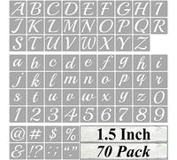 1.5 Inch Alphabet Letter Stencils for Painting - 70 Pack Letter and Number Stencil Templates with Signs for Painting on Wood, Reusable Cursive Letters Stencils for Chalkboard Wood Signs & Wall Art