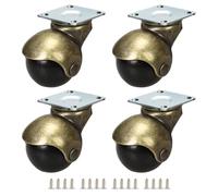 1.5-inch Ball Caster,Little Swivel Wheel for Ottoman/Workbench/Wheelchair/Coffee Table,Small Caster Wheels with Top Plate Set of 4,Screws Included