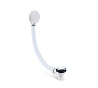 1.5 Inch Bath Waste & Overflow, Sturdy Plastic Pipping, Pop Up Waste Connection, Contemporary Design, Pop Up Bath Plug Waste, Easy Clean, Easy to Install Bath Waste Kit, Fixings (Gloss White)