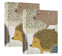 1.5 Inch Binder 3 Ringed Cartoon Hedgehog Cute Colorful with Pocket Cover 2 Pack Office Supplies Hardcover