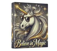 1.5 Inch Binders 3 Ring, Cool Unicorn Golden Three Ring Binder Decorative Holds 200 Sheets, D Ring Binders for Work School Office, 1 Pack