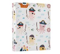 1.5 Inch Binders 3 Ring, Cute Cartoon Octopuses Pirates Decorative Cute Three Ring Binder Holds 200 Sheets, Durable Basic Binders for School Office Home, 1 Pack