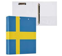 1.5 Inch Binders 3 Ring, Sweden Flag Decorative Cute Three Ring Binder Holds 200 Sheets, Basic Binder Organizer for School Office Supplies, 1 Pack