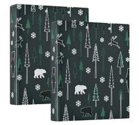 1 5 Inch Binders Merry Christmas Animal Bears Black and Green Three Ringing Binders with Interior Pockets 1 Pack School 200 Sheets