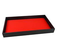 1.5 Inch Deep Black Leatherette Textured tray with Choice of Jewellery Ring Earring Cufflink Gem Pot Show Pad Display Insert (Tray with Red velvet pad)