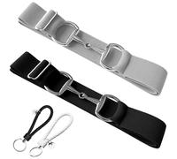 1.5-inch Elastic Belt with Bit Buckle and Leather Key Strap, Adjustable Belt for Horseback Riding and Equestrian Sports