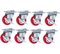 1.5 Inch Furniture Casters Swivel Wheels with Brake Universal Silent 2inch 50mm 50kg Per Wheel Trolley Scaffold Transport Casters for Garden Flower Pot Base Red 8 Pcs