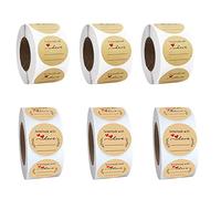 1.5 inch Handmade with Love Stickers, Round Baking Kraft Label Stickers Self-Adhesive Label for Bags Wedding Envelope 3000PCS