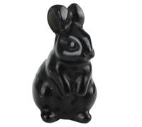 1.5 Inch Natural Black Crystal Bunny Figurine, Carved Rabbit Miniature Ornament for Home and Office Desk Décor, Decorative Crystal Craft Collectible