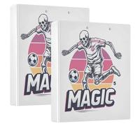 1.5 Inch Notebook Binders Magic Football Skeleton 3 Ringing Notebook Binders with Pockets 1 Pack School Supplies Binder 200 Sheets