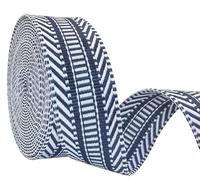1.5 Inch Patterned Cotton Webbing Straps - 1 1/2 Inch 5 Yards Jacquard Fabric Ribbon Heavy Duty Straps for Bags Making,Harnesses,Backpack, Belts,Clothing,Sewing (T021 Deep Blue)