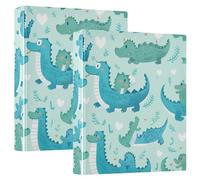 1.5 Inch Round Ring Binder Crocodile Crocodile Cute Cartoon Ring Binder with Clipboard 1/2 Pack Office Binder 200 Sheets