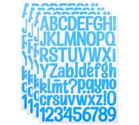 1.5 Inch Small Vinyl Letter Number Stickers, 4 Sheets Mini Waterproof Alphabet Number Stickers for Sign, Decor, Scrap Booking, Crafts and Gift Decoration - Light Blue
