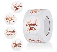 1.5 Inch Thank You Stickers Roll,4 Classic Design Font Gold Rose Foil Labels,500 PCS Thank You Lable for Small Business,Wedding,Birthday,Greeting Card,Packaging,Envelope Seals