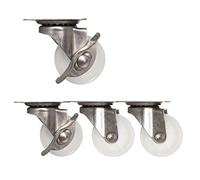 1.5-inch Universal Swivel Casters - 2-inch Nylon & 304 Stainless Steel Replacement Wheels for Furniture, Trolley, Bed, Workbench - Set of 4 Heavy-Duty Castors
