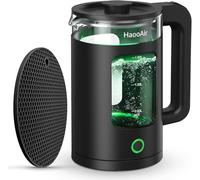 1.5 L Electric Kettle, Made of Easy-To-Clean Glass Material, Boils Quickly and Silently, BPA-Free, Equipped with a Green LED Light and a Black Mat, and Features Dry-Burn Protection.
