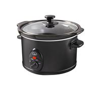 (1.5 L) Quest Black Slow Cookers / Compact Stainless Steel / 3 Temperature Settings / Toughened Glass Lid / Dishwasher Safe Bowl