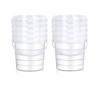 1.5 Litre Plastic Bucket with Lid and Handles, Reusable Food Containers, Rum Bucket for Drinks, Snacks, Deli, Fruit, Cocktails, Leak-proof Bucket (Transparent, Pack of 10)