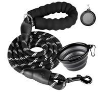 1.5 m robust dog lead coupled with foldable and robust bowl bowls for training and walking, with comfortable padded handle, small medium large dogs, food bowl, water bowl, dog bowl