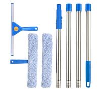 1.5 m Window Cleaner with Long Handle, 35 cm Window Squeegee and 38 cm Window Wiper as Combination Set, Professional Window Cleaning Set, Glass Wiper for Glass Window Cleaning, Shower and Glass Door