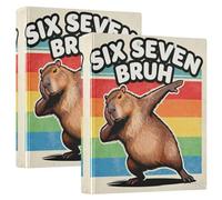 1.5" Notebook Binders Capybaras Funny Six Seven Bruh Round Rings Notebook Binders with Pocket Cover 2 Pack School Supply 200 Sheets