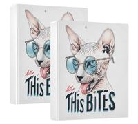 1.5" Notebook Binders Hairless Cat This Bites 3 Ringed Notebook Binders with Interior Pockets 1 Pack School Supplies Binder 200 Sheets