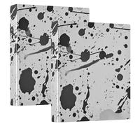 1.5" Notebook Binders Three Rings Black and White Watercolor Ink Spots with Pockets 2 Pack Office Supplies 200 Sheets