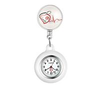 1-5 Pack Retractable Nurse Watch Clip On with Secondhand Stethoscope Lapel Fob Pocket Watch Doctor Nurse Watch Simple Silicone Cover for Women and Men, white-b