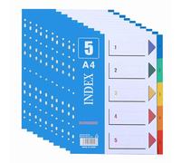 1-5 Part File Dividers A4, 【16Pack】 Plastic A4 Folder Dividers for Ring Binders with11-Holes & Content List, Multi-Colour Index Dividers for Lever Arch Files Ideal for Office School