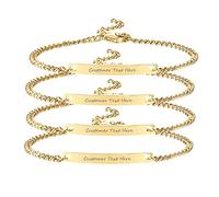 1-5 Pcs ID Tag Personalised Stainless Steel Engravable Nameplated Bracelet Matching Cuban Link Chain Wristband For Womens Girl Friend Daughter Sister Graduation Friendship Jewellery Adjustable