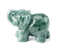1.5" Rose Quartz Crystals Elephant Ornament, Aventurine Healing Crystal Gemstone Reiki Statue Elephant, Natural Rose Quartz Elephant Ornament Figurine, for Home Desk Decor Good Luck Gift (Green)