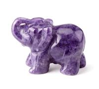 1.5" Rose Quartz Crystals Elephant Ornament, Aventurine Healing Crystal Gemstone Reiki Statue Elephant, Natural Rose Quartz Elephant Ornament Figurine, for Home Desk Decor Good Luck Gift (Purple)