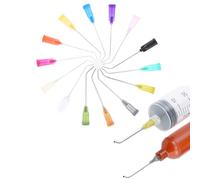 1.5" Screw Base 100 Pcs Bent Blunt Tip Syringe Dispensing Needles for Industrial Liquid Glue, Needles Length 38mm, 0.3mm(ID) x 0.55mm(DO), Length