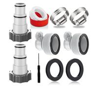 1.5" to .25" Hose Pipe Adapter Kit with Clamp Washer Collar for Threaded Connector Pump Above Ground Pool Sand Filter(2type A-B Set)