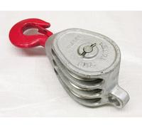 1.5 Ton 5" Red Head GMI Treble Sheave Block With Swivel Hook Galvanised - 18MM Wire Rope Safety Lift
