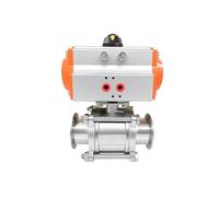 1.5" Tri Clamp 3-Pieces Pneumatic Ball Valve OD19mm 304 Stainless Steel with Pneumatic Actuator