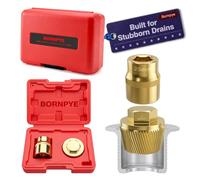 1.5" Tub Drain Removal Tool with 1-inch Socket, Pipe Nipple Extractor for Remove The Old, Broken, Stubborn, Rusted Drain Tub Bathtub Stopper Strong Grab Plumbing Tool with Solid Storage Case