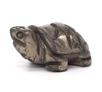 1.5" Turtle Tortoise Statue Stone Carving Natural Gemstone Crystal Animal Figurine Home Decoration 1pc,Pyrite