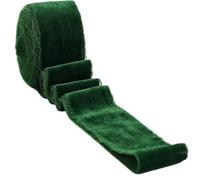 1.5 Yards/roll 4cm Handmade Frayed Velvet Ribbon Edged Wrinkle Ripped Wedding Party Flower Bouquet Gift Packing DIY Decorations(Dark Green)