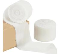 1.5 Yards/roll 4cm Handmade Frayed Velvet Ribbon Edged Wrinkle Ripped Wedding Party Flower Bouquet Gift Packing DIY Decorations(White)