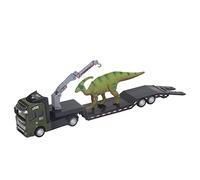 1:50 Dinosaur Transport Trailer, High Simulation Alloy Dinosaur Truck Carrier Toy with Realistic Dino Figure, Durable Prehistoric Transport Vehicle for Kids Boys Ages 3 - (Parasaurolophus)