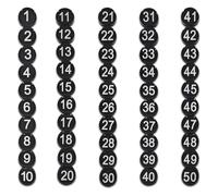 1-50 Magnetic Numbers, Magnets with Number for Dry Erase Boards, Round Number Refrigerator Magnets for Whiteboard in Home and Office (0.8" Diameter, Black)