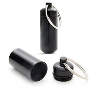 1-50 pieces geocaching hiding place black aluminium MICNO micro tablets storage, medicines travel, on the go, key ring container, pill case, cache hidden tube, black, 5