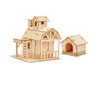1 50 Scale Miniature Building Kit Prefabricated Wooden Cabin DIY Assembly Model Constructor Architecture Material Compatible With Wooden House Models(type13)