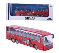1:50 Simulation Pull-Back Alloy Bus Toy, Simulated Die-Cast Alloy Bus Vehicles Model Toy with Light Music for Children Kids Boys Girls(Red)