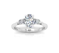 1.50carat D/VS Lab Grown Oval & Pear Diamond Trilogy Ring for Women Size M